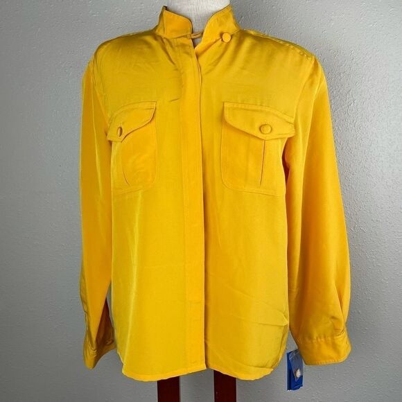 NWT Vintage SK & Company Polyester Button Down Shirt Size 10 - Picture 1 of 10